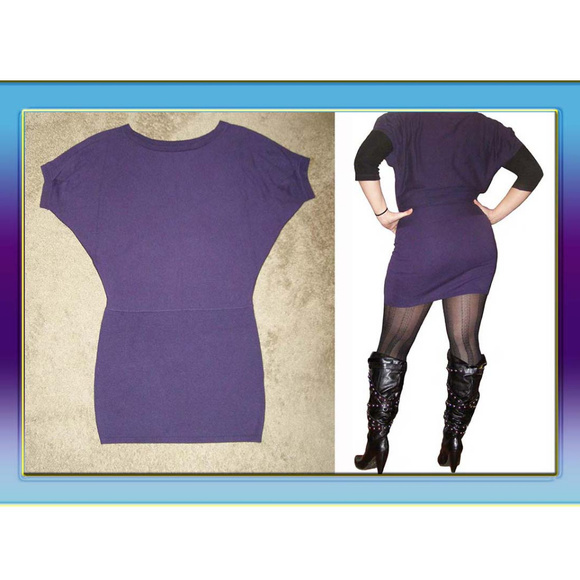 New EXPRESS Sexy Short Purple Sweater Dress M 8 - Picture 2 of 7